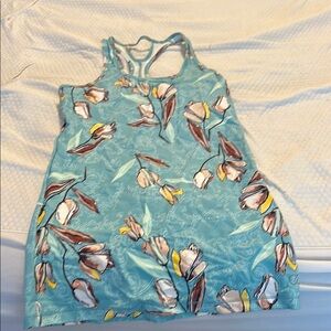 Floral Blue Sleeveless workout  Top